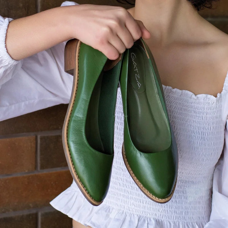 Casual Leather Shoes - Green
