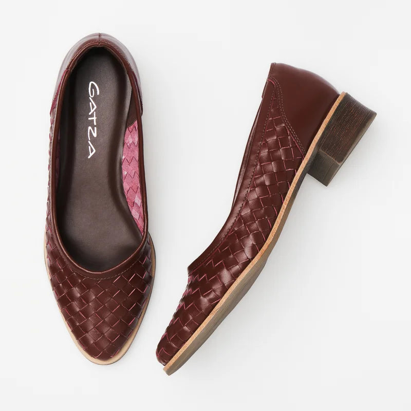 Braided Casual Shoes - Burgundy
