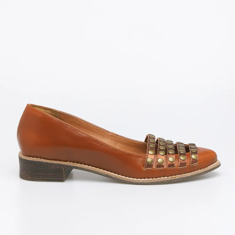 Clarice Leather Shoe -  Caramel