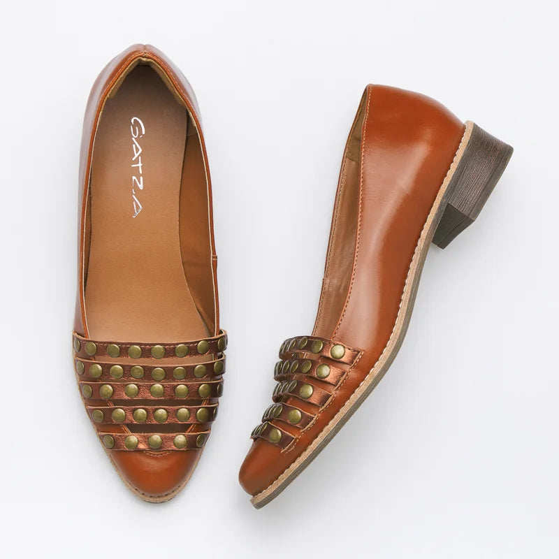 Clarice Leather Shoe -  Caramel