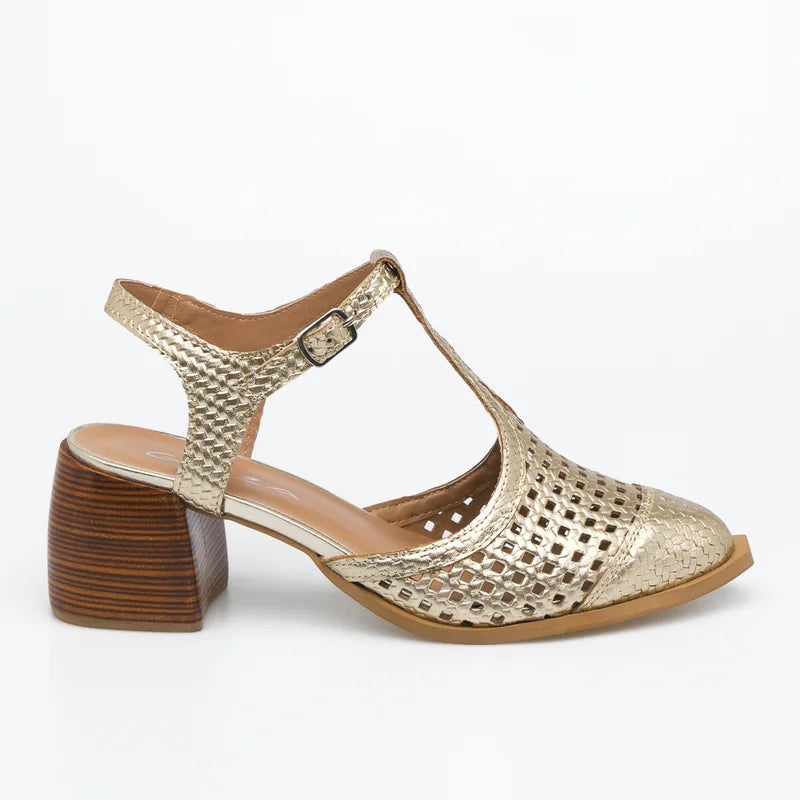 Marcele Leather Shoe - Light Gold