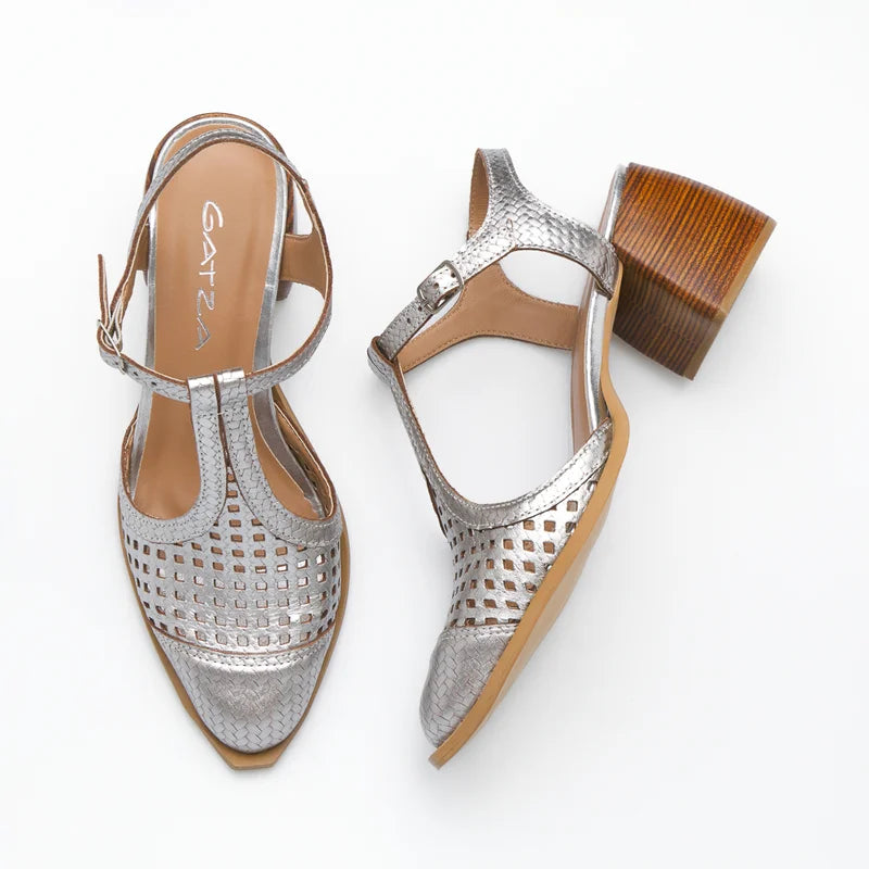 Marcele Leather Shoe - Silver