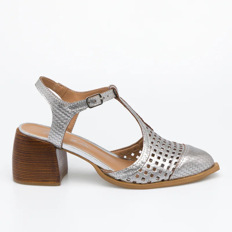 Marcele Leather Shoe - Silver