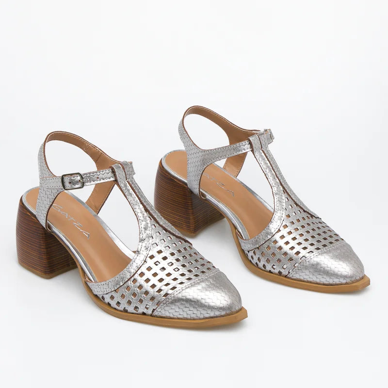 Marcele Leather Shoe - Silver