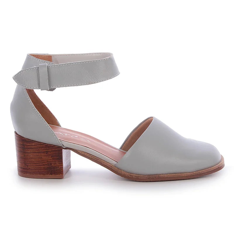 Nina Leather Shoe - Gray