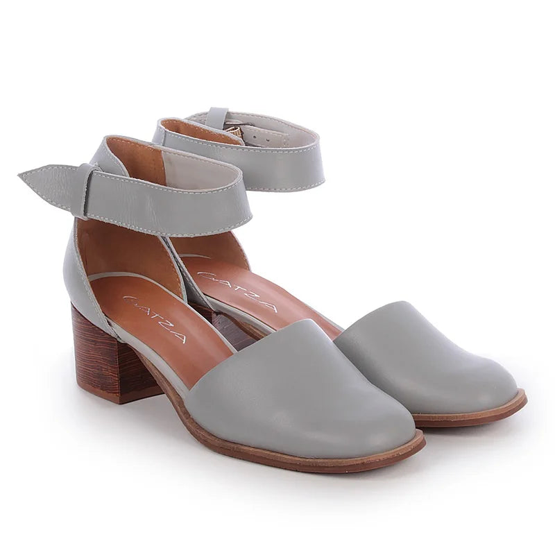 Nina Leather Shoe - Gray