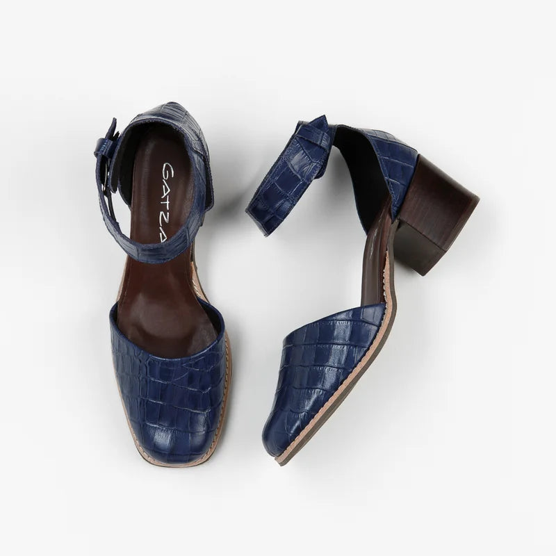 Nina Leather Shoe - Blue
