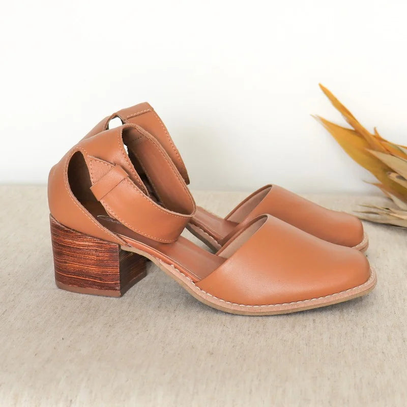 Nina Leather Shoe - Caramel