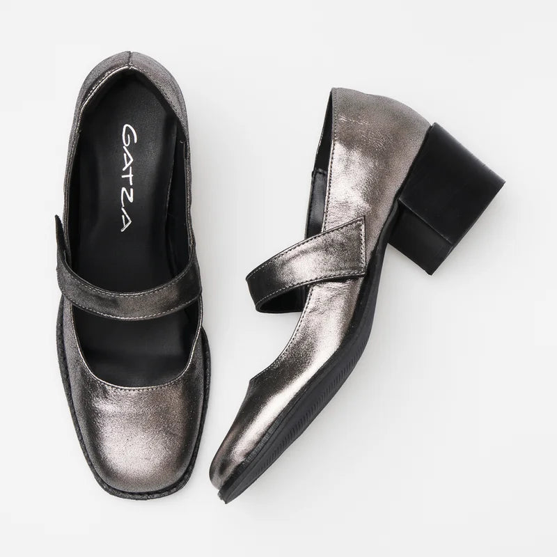 Noémie Leather Shoes -  Silver