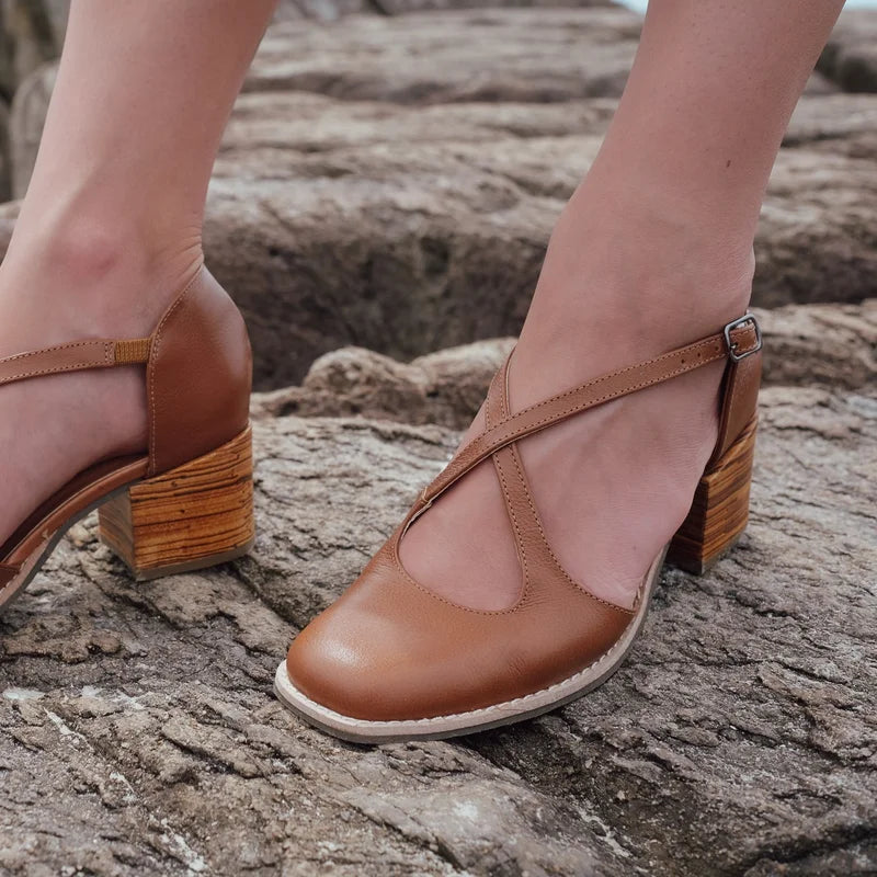 Paula Caramel Leather Pumps