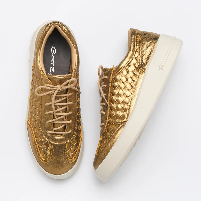 Leather Woven Sneaker - Old Gold