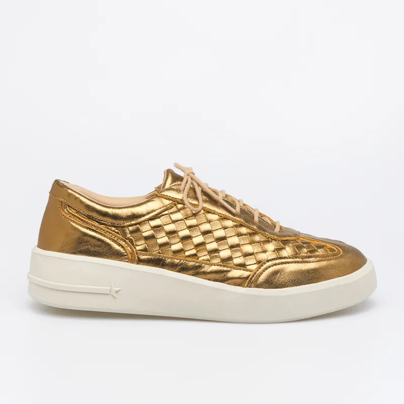 Leather Woven Sneaker - Old Gold