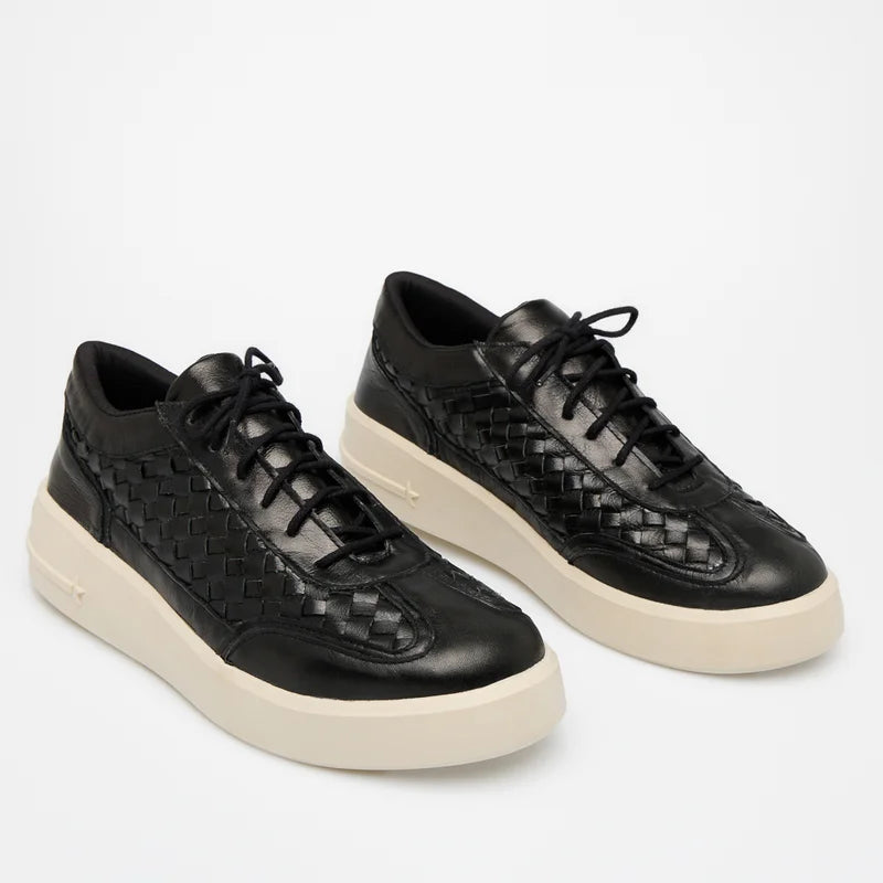 Leather Woven Sneaker - Black