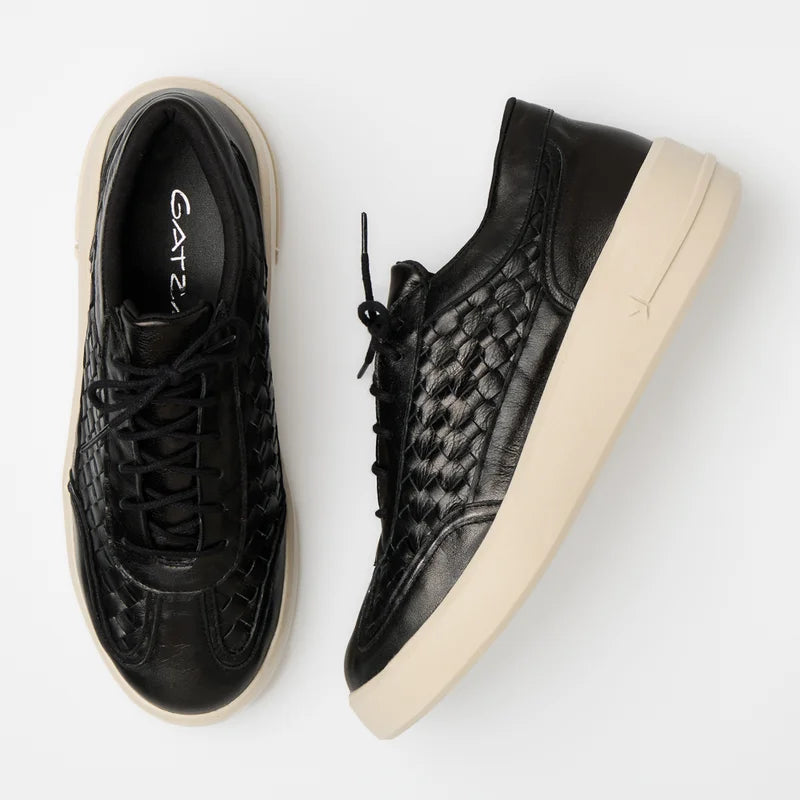 Leather Woven Sneaker - Black
