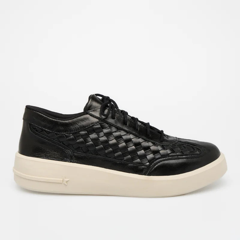 Leather Woven Sneaker - Black