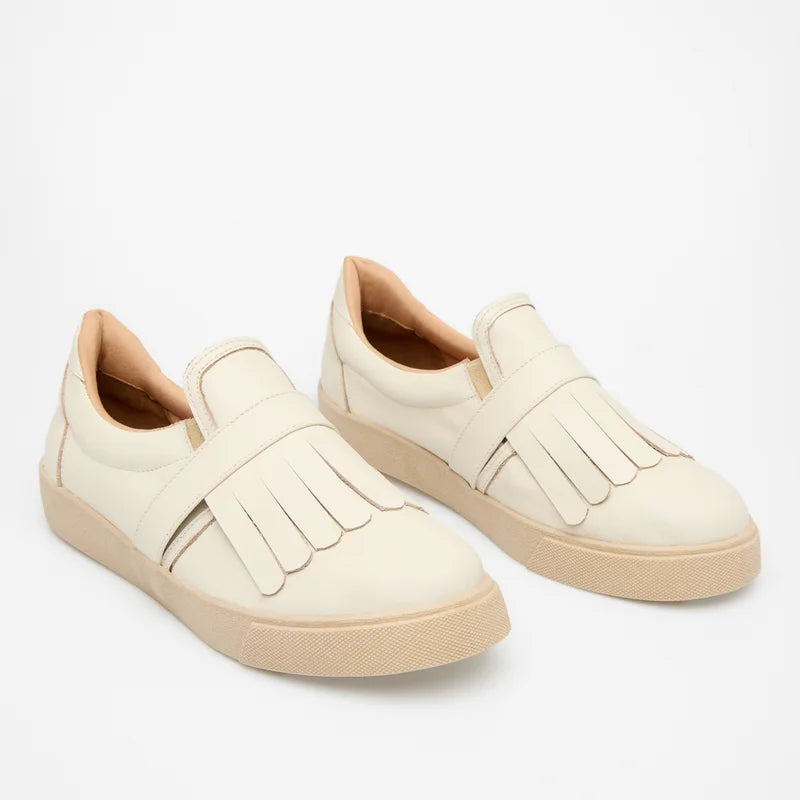 Leather Fringe Sneaker - Off-White