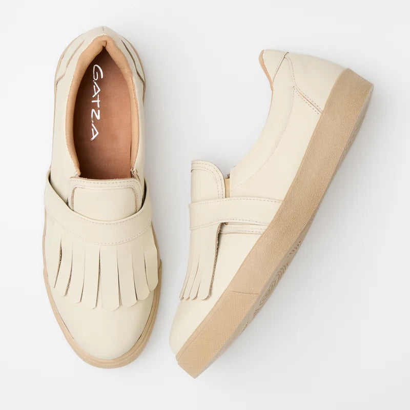 Leather Fringe Sneaker - Off-White