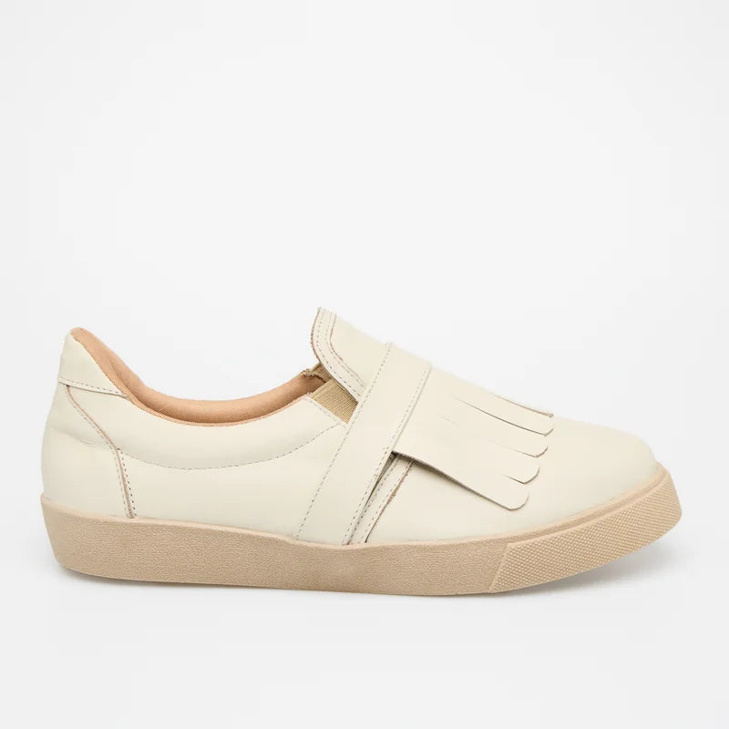 Leather Fringe Sneaker - Off-White