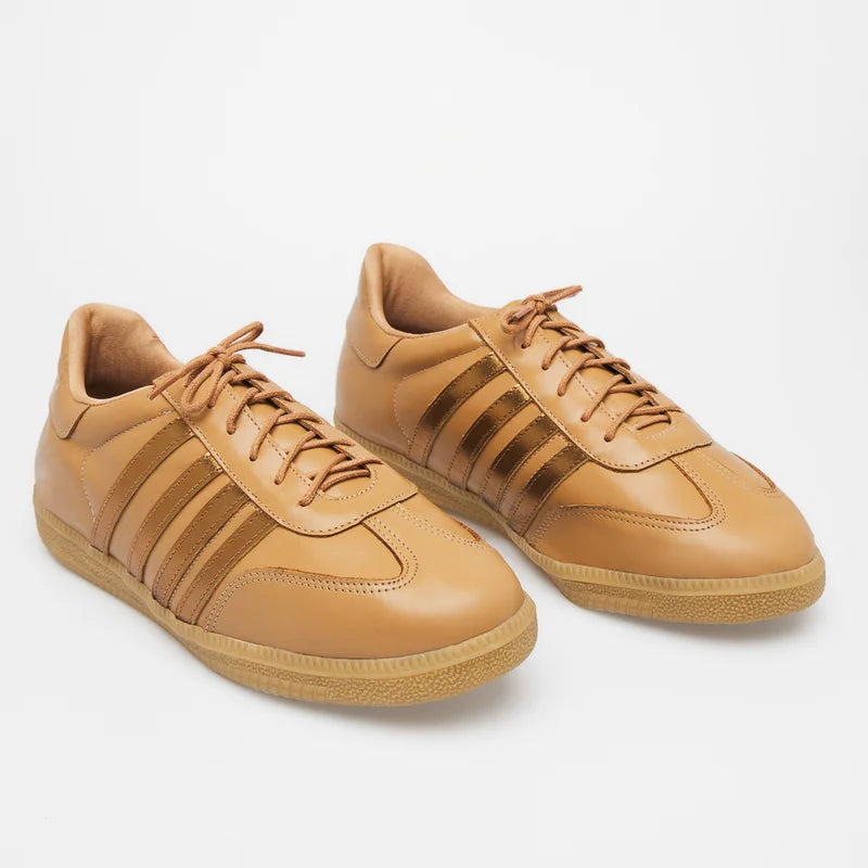 Leather Striped Sneaker - Beige