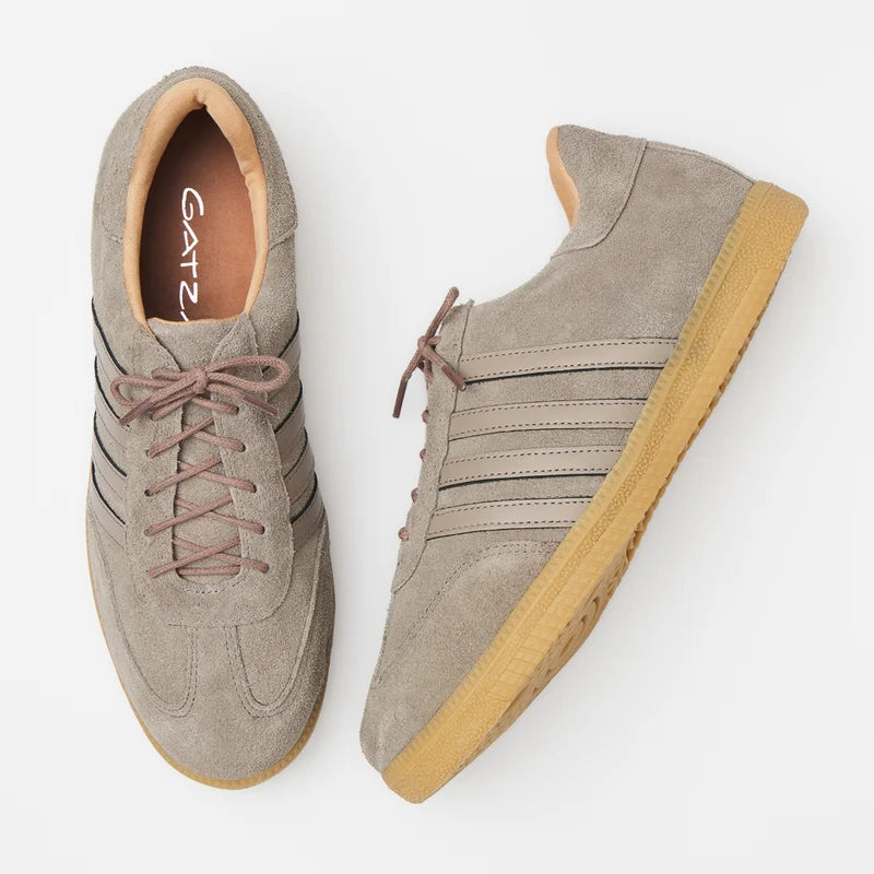 Leather Striped Sneaker - Beige