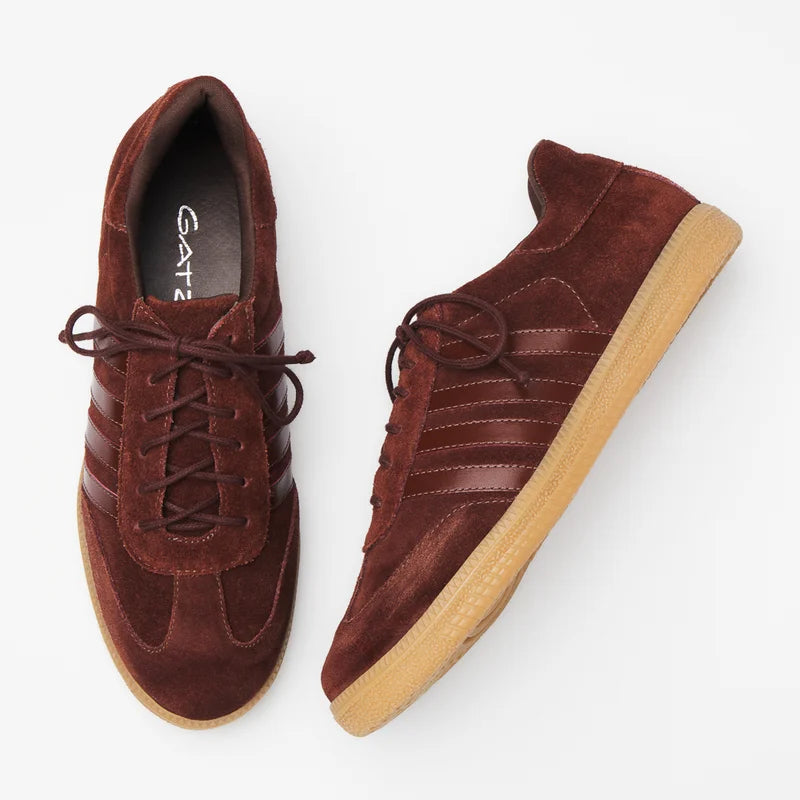 Leather Striped Sneaker - Brown