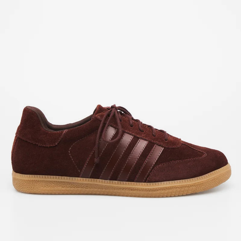 Leather Striped Sneaker - Brown