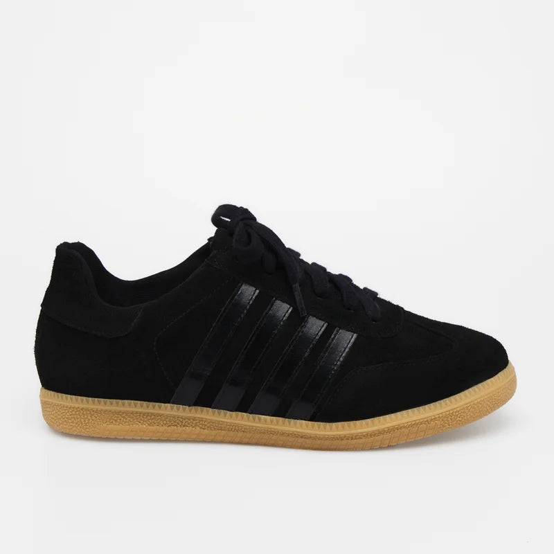 Leather Striped Sneaker - Black