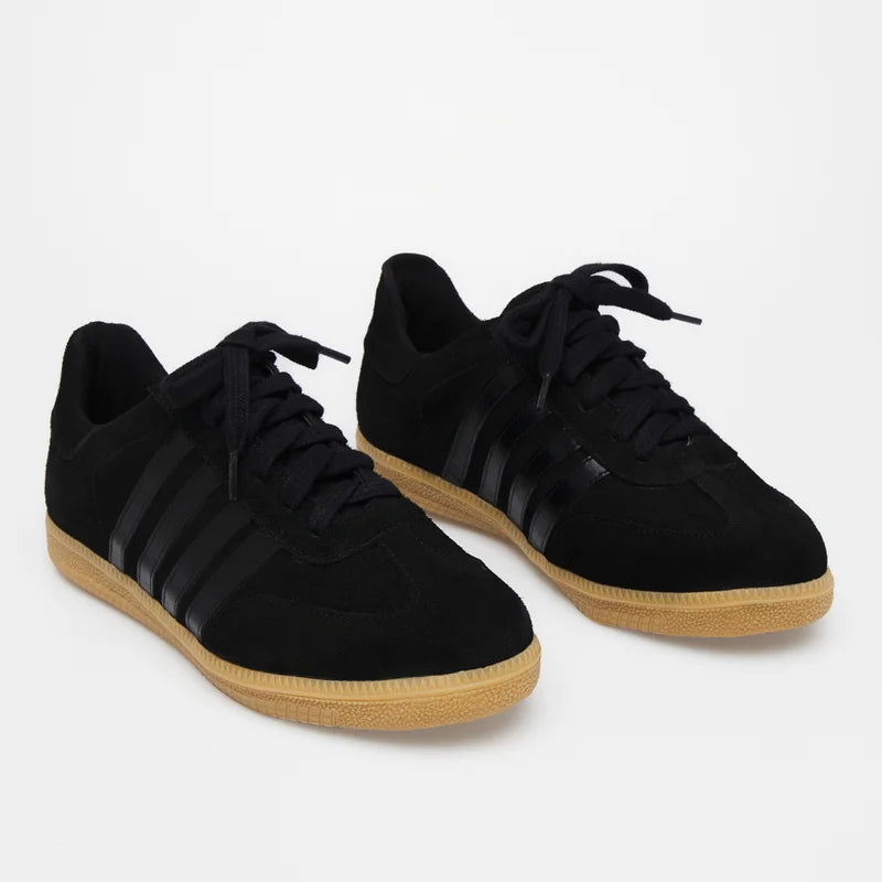 Leather Striped Sneaker - Black
