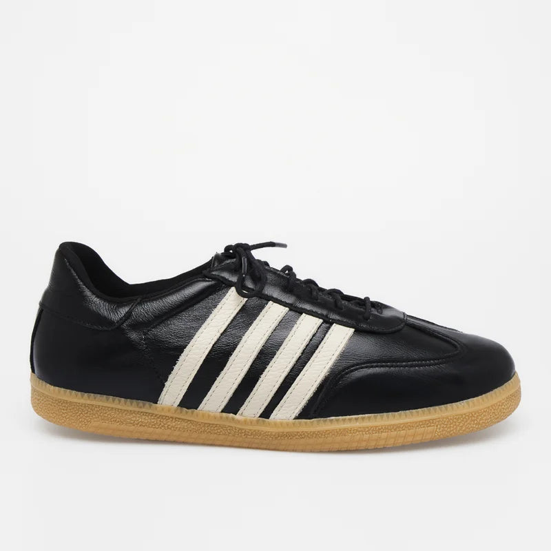 Leather Striped Sneaker - Black and White