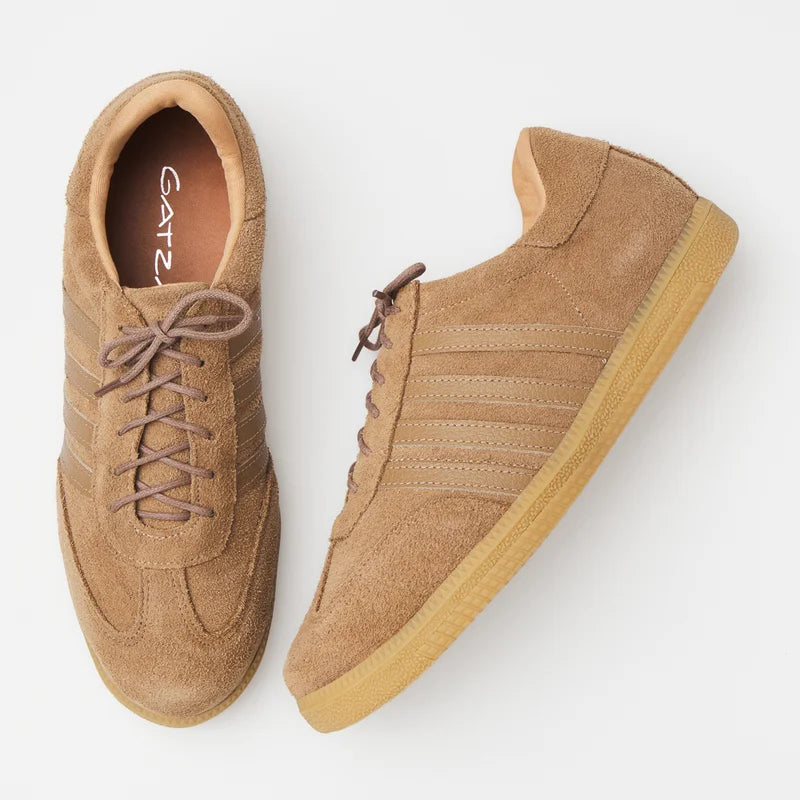 Leather Striped Sneaker - Beige