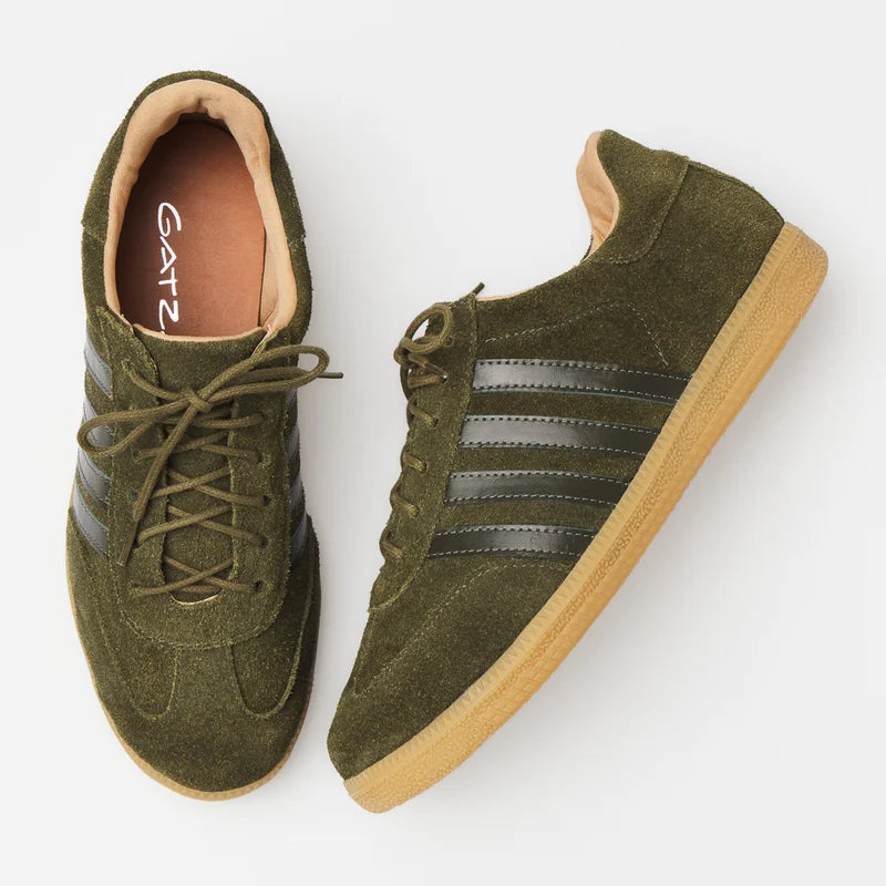 Leather Striped Sneaker - Beige