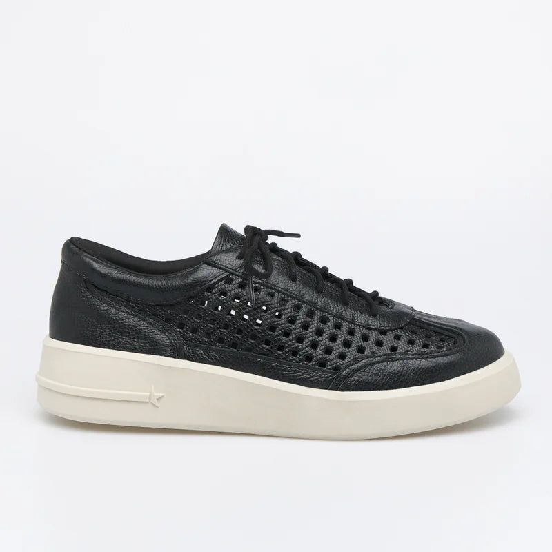 Checkered Leather Sneakers - Black